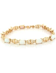 10k Yellow Gold Synthetic Speckled White Opal Vintage Design Bracelet