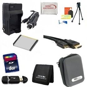 SSE Point & Shoot Starters Package NP-50 Extended Life Replacement Battery for Fujifilm + External Rapid AC/DC Charger + 8GB Memory Card + Reader + Case for Fujifilm X10, FinePix XP100, FinePix XP150, FinePix XP170, FinePix F50 fd, FinePix F50 SE, FinePix F60 fd, FinePix F70 EXR, FinePix F75 EXR, Fi