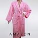 Luxury Hotel / Spa Collection - Pink Velour Bathrobe with Jacquard Flowers, 100% Genuine Turkish Cotton, Size: L / XL