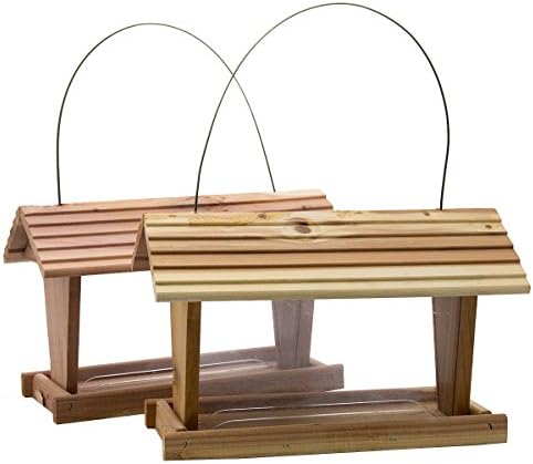 2 Cedar Wood Amish All Weather Hanging Bird Feeders