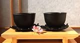 Cast iron hobnail tea cup and leaf shaped coaster X2