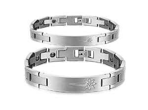 Shopping for Athena Jewelry Titanium Series His or Hers Matching Set Couple Titanium Magnetic Bracelet Anti-fatigue Anti-radiation in a Gift Box (Hers) for  Valentine Gifts Idea Shopping Online