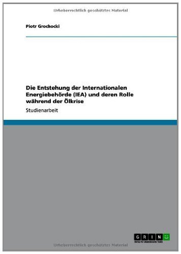 Die Entstehung der Internationalen Energiebehörde (IEA) und deren Rolle während der Ölkrise (German Edition)