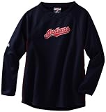 MLB Boys' Cleveland Indians Long Sleeve Crew Neck Thermabase Tech Fleece Pullover (Pro Navy/Pro Scarlet, X-Large)