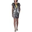 Go International® Foil Print Shift Dress with Front Zip - Deep Navy