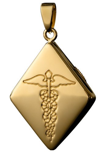 Infomedic 9ct Yellow Gold Medical Pendant - Diamond Shape