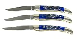 Set of 3, Royal Blue Bone Toothpick Pocket Knife, Model KS3461