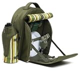 True Fabrications Outdoor Picnic Set (includes 2 glasses, 2 plates, 2 napkins, 6 pc cutlery, cutting board, cheese knife, condiment box, salt shakers, and corkscrew)