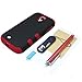 Galaxy S4 Case, MagicMobile Hybrid Impact Shockproof Protective Case for Samsung Galaxy S4 Cover Hard Armor Shell and Soft Silicone Skin Layer [ Black - Red ] with Screen Protector and Stylus
