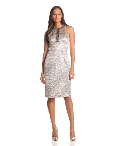 Maggy London Women's Brocade Dress, Gold Combo, 14
