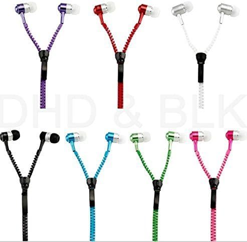 Zipper 3.5mm In-Ear Earbuds Earphone Headphone For iPhone, Samsung, HTC, and LG Blue