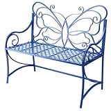 Outdoor Garden Bench with Butterfly Back in Hydrangea Finish