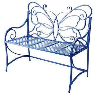 Outdoor Garden Bench with Butterfly Back in Hydrangea Finish