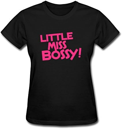 SUYUwomen's Little Miss Bossy Cotton Round Collar T Shirt,XS,Black