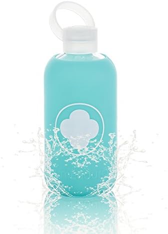 Reusable Glass Water Bottle By Lumenaura - Top Quality Sure Grip Silicone Insulated Flask for Workouts, Running, Biking & Hiking