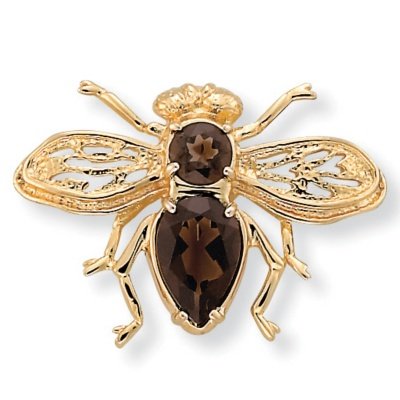 Childrens Toyshop  Jewelry : Smoky Quartz 14k Gold-Plated Bee Pin