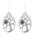 Oval Tree of Life and Iolite Gemstone Bead Dangle Earrings in Sterling Silver , #8039