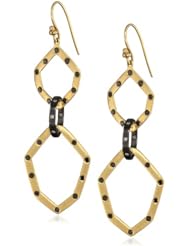 Lauren Harper Collection Mirage 18k Gold, Black Silver and Diamond Geometric Dangle Earrings