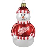 NHL Detroit Red Wings Blown Glass Snowman Ornament