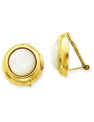 Genuine 14K Omega Clip MOP Non-pierced Earrings. 100% Satisfaction Guaranteed.