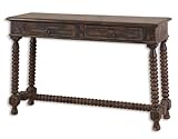 IMAGE OF Console Table with Rustic Walnut Undertones