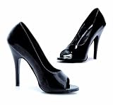 511 Bonnie, 5 Inch Peep Toe Pump In Black Patent, by Ellie Shoes
