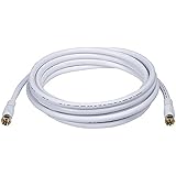 Monoprice 106315 10-Feet RG6 Quad Shield CL2 Coaxial Cable with F Type Connector - White