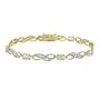 18k Gold Plated Sterling Silver Blue Topaz Fancy Link Bracelet with Diamond-Accent, 7.25"