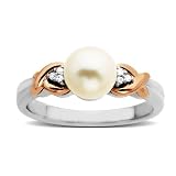 41QjZMpj8TL. SL160  Sterling Silver and 14k Pink Gold 7mm Freshwater Cultured Pearl and Diamond Ring (0.03cttw, I J Color, I3 Clarity)