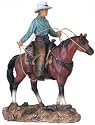 Cowboy on Horse Collectible Western Rodeo Decoration Figurine Statue