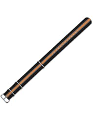 NATO Ballistic Nylon Watch Band - Black with Grey & Orange stripes - 18mm