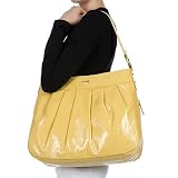 Perlina Large Yellow Pleated Leather Hobo