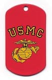 Red ''USMC G&A" Stenciled Dog Tag W/Chain