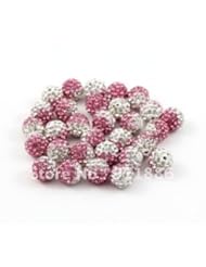 Sports: K-DESIGN 30Pcs/Lot 10mm PinkWhite Gradient Clay With Rhinestone Shamballa Crystal Beads/Fit Diy Braid Charm Bracelet / - K-DESIGN