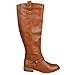 Brinley Co. Womens Regular and Wide-Calf Knee-High Ankle-Strap Riding Boot