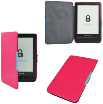 Premium Ultra Thin Folio Leather Cover with Secure Magnetic Closure for PocketBook Touch 622 (Rose)