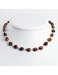 Sterling Silver Brown Freshwater Cultured Pearl Necklace