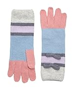 Alice Hannah Guantes de Lana Mini Bow Stripe (Azul Claro / Rosa)