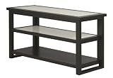Review LEDA Home Furnishings T0L12G29 / BLACK & FROSTED GLASS T.V. STAND