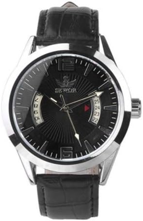 Black Popular Men Wrist Watch 3 Hand Date Mechanical Automatic Faux Leather