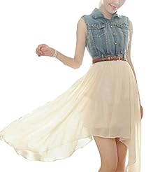 Summer Chiffon/Denim General Print  Dress