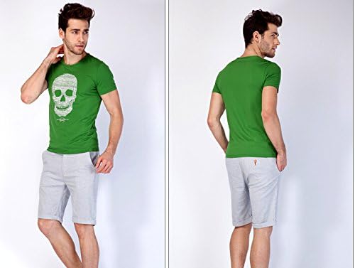 Only You Exclusive Men's Original Single Summer New Trend of Men's Skull Print T-shirt Men's Casual Sport 55 (Large, green)