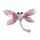 Fancy Silver Tone Pink and Clear Crystals Dragonfly Brooch Pin Elegant Trendy Insect Fashion Jewelry