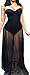 Baifern Women's Sexy Bustier Off Shoulder Low Cut See Through Sleeveless Dress