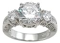 Vintage Style Cubic Zirconia CZ Three 3 Stone Anniversary Ring Size 5 6 7 8 9