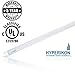 Hyperikon T8 LED Light Tube, 4ft, 18W (36W equivalent), 5000K (Crystal White Glow), Single Ended Power, Frosted Cover, UL-Listed & DLC Approved