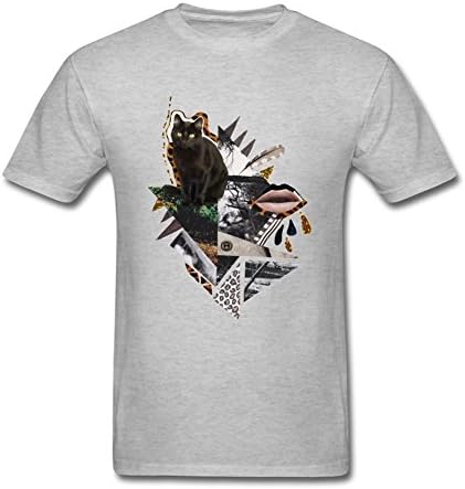 ol2yeb Men's Cat Collage Stickers T-shirt Grey XXL
