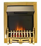 The Adam Ribbon Brass Electric Fire And Antique Blenheim Fret