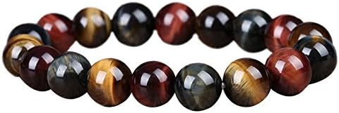 HotVally Jewelry Mens Natural Obsidian Bracelet, Tiger Eye Bracelets Meditation Good Fortune Brangle Bracelets (8mm Beads)