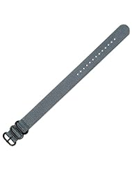 NATO Military RAF Style Ballistic Nylon Watch Band - Grey w/ Black PVD Buckle - 20mm